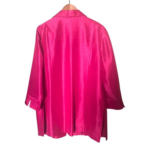 Chico's Open Front 3/4 Sleeve Jacket Fuchsia Pink Shantung Size 2 (US 12-14) - Picture 5 of 9